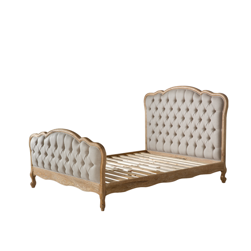 VZB0004,VZB0005,VZB0006 French Style Oak Upholstered Button Tufted Bed
