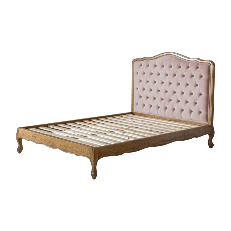 VZB0046,VZB0047,VZB0048 French Weathered Oak Upholstered Low Foot Board Bed