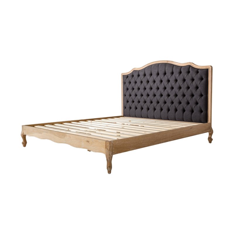 VZB0064,VZB0065,VZB0066 French Weathered Oak Upholstered Low Foot Board Bed