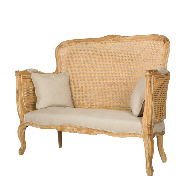 Upholstered Cane Back and Armrest Waiting Area Sofa