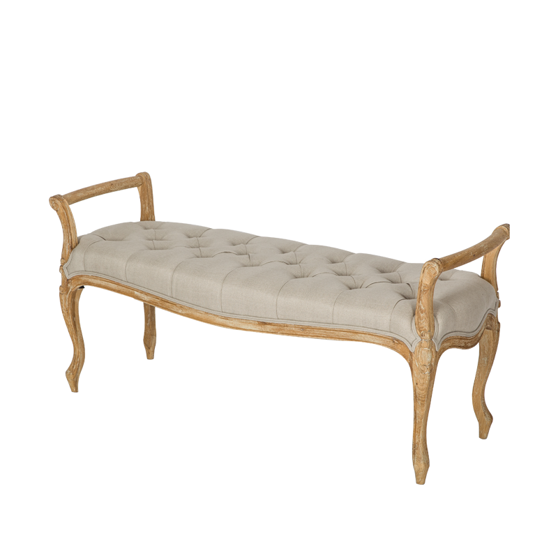 VZC0118 Classic Upholstered Tufted Bench with Arm